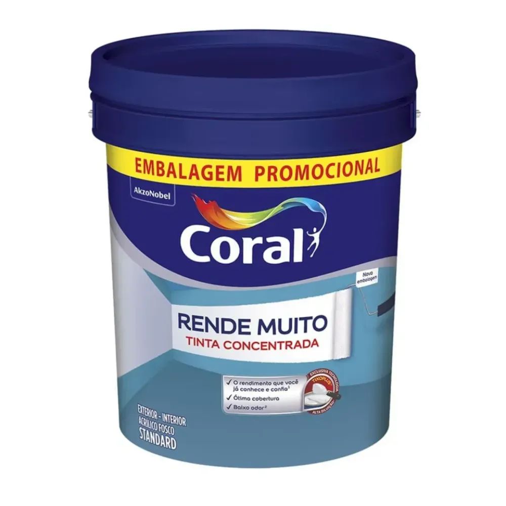 Tinta Acrílica Standard Rende Muito Interior e Exterior Branco Fosco 20l Coral